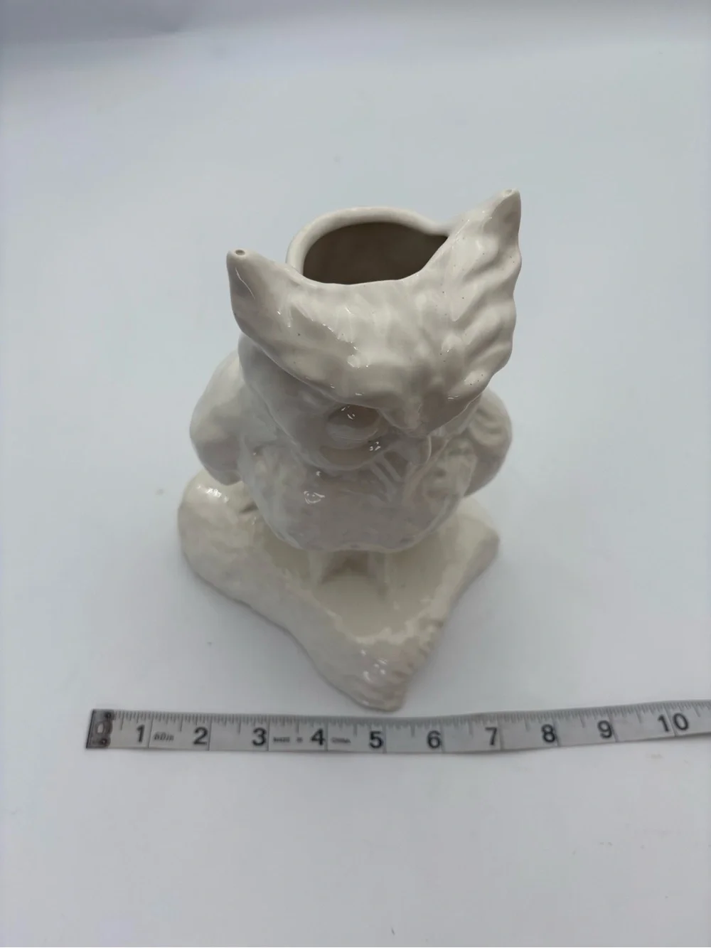 Vintage Ceramic Owl Vase - White Home Art Decor